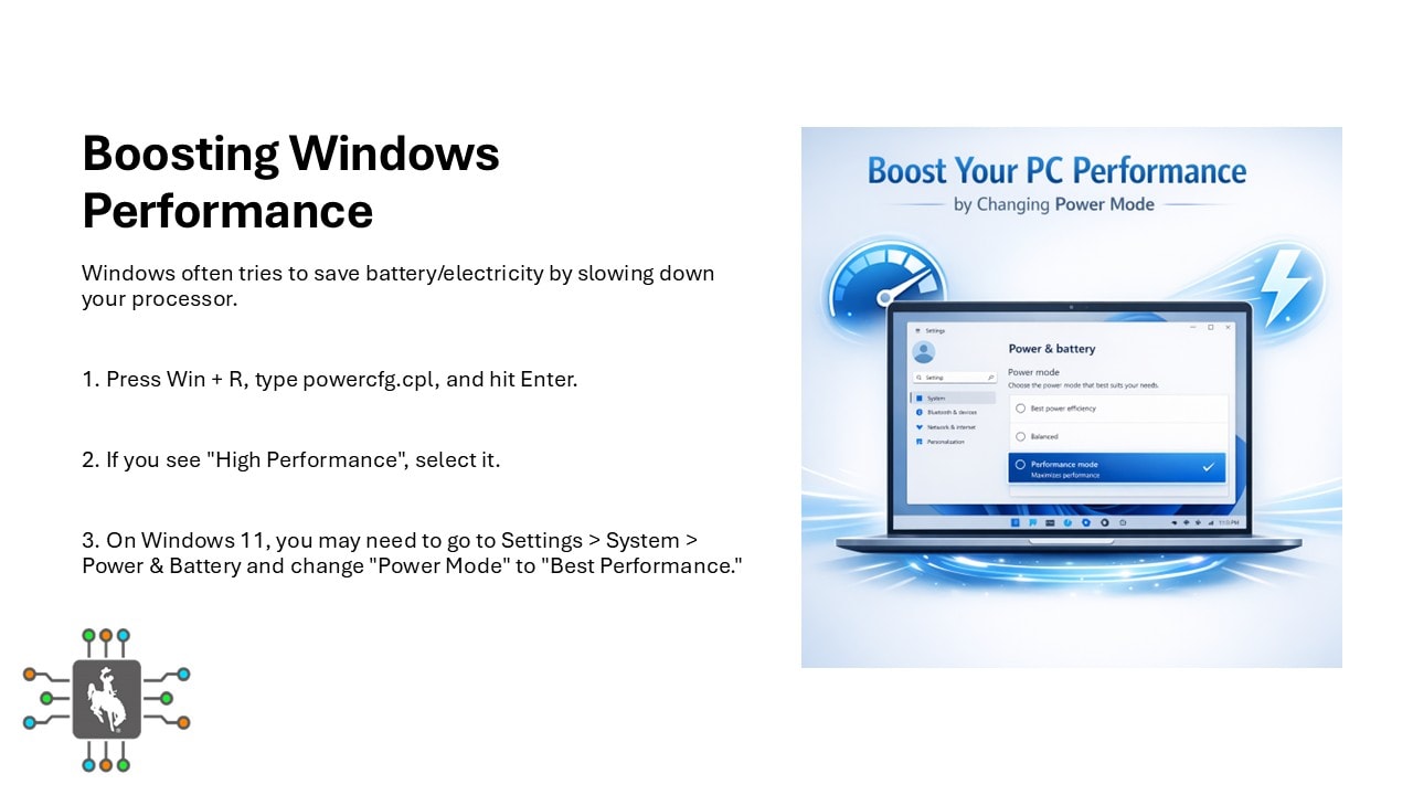 Boosting Windows performance by changing power mode settings