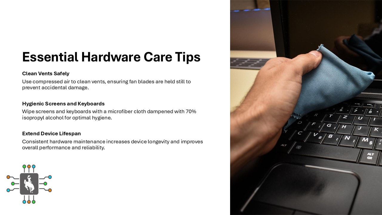 Essential hardware care tips: clean vents, wipe screens, extend device lifespan
