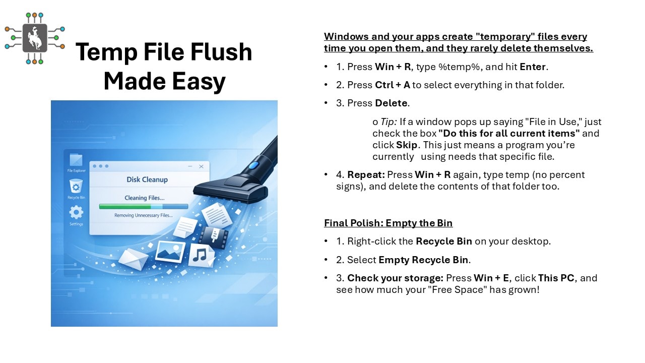 How to flush temporary files in Windows to free up disk space